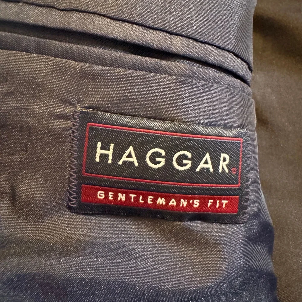 Haggar Wool Herringbone Gentlemen's‎ Fit Blazer Sport Coat Blue Ivy Prep Sz 42L